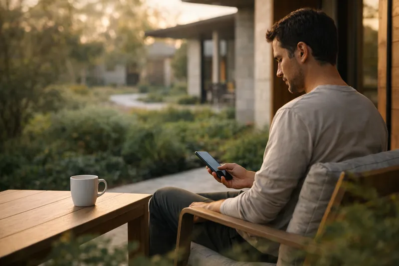 Residents enjoying morning coffee in their community